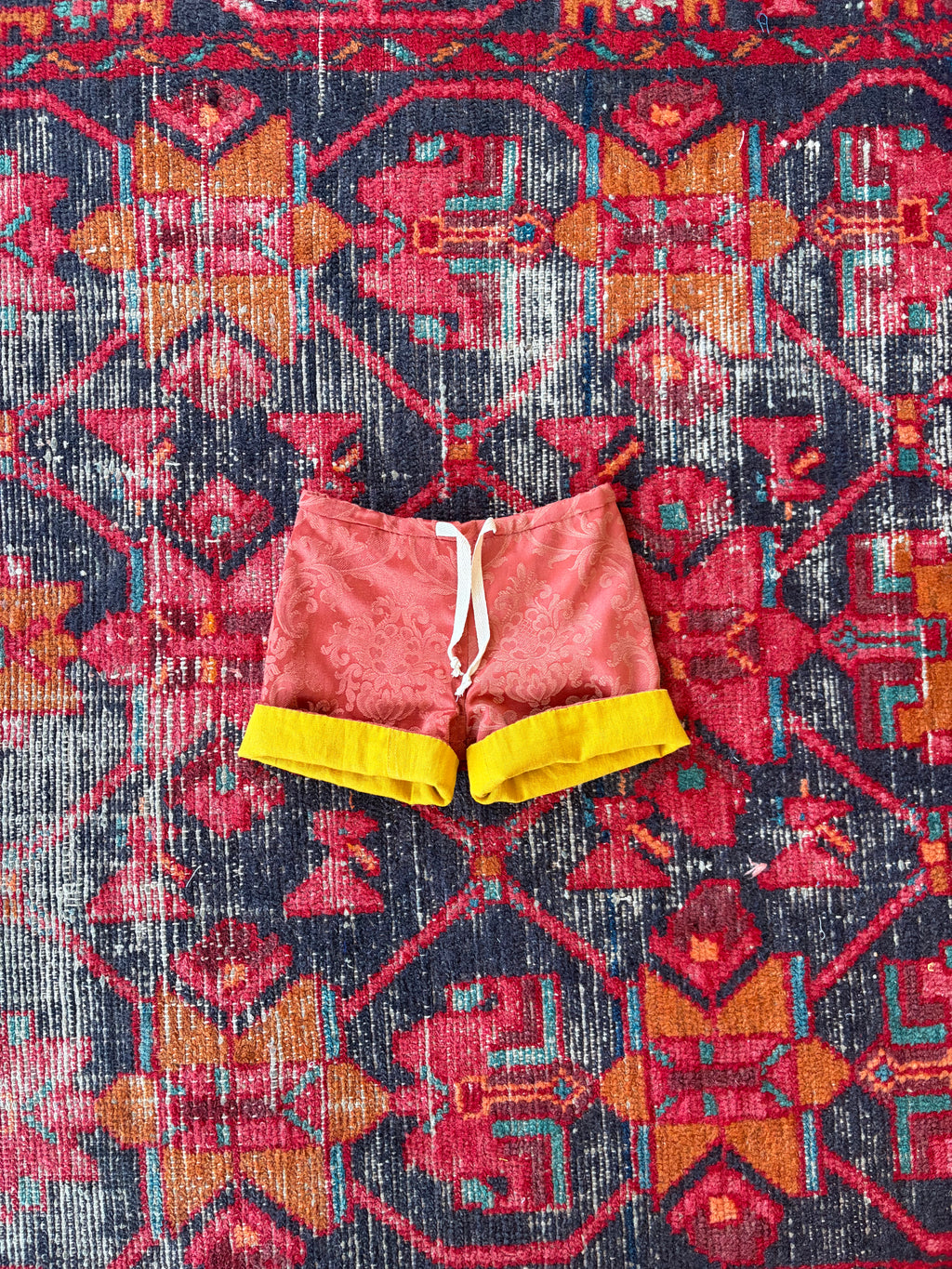 Tiny Shorts Red Brocade