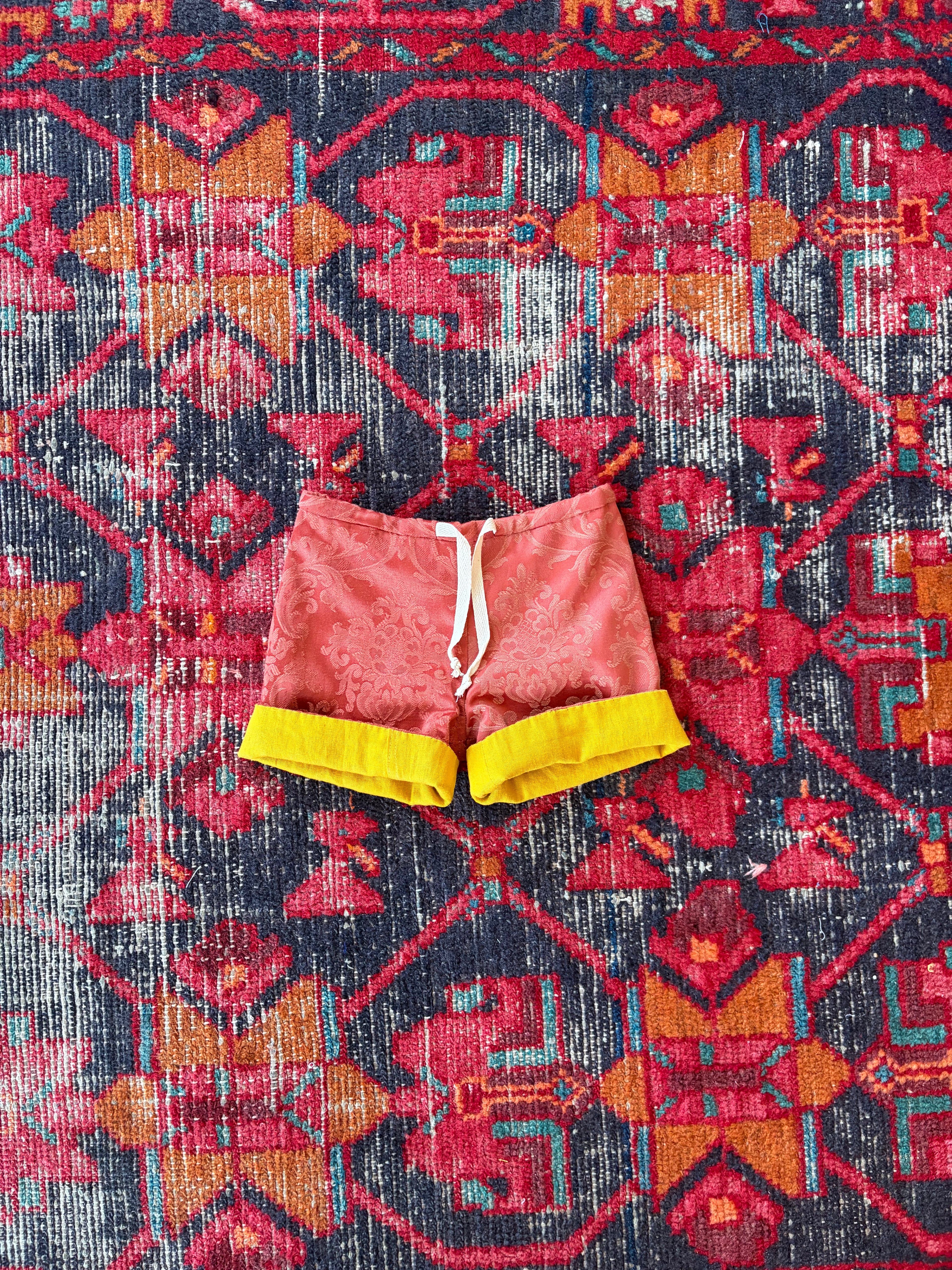 Tiny Shorts Red Brocade