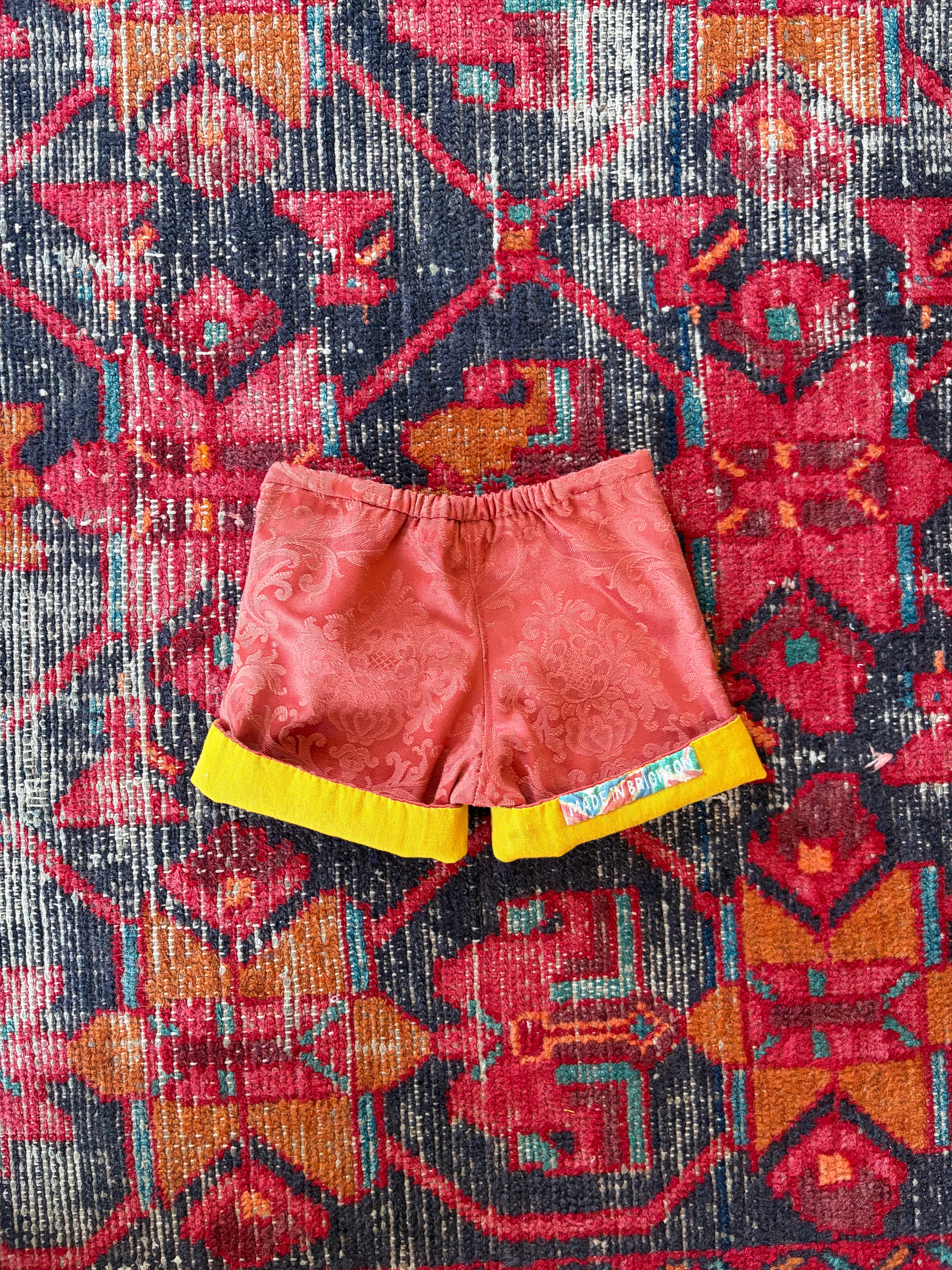 Tiny Shorts Red Brocade